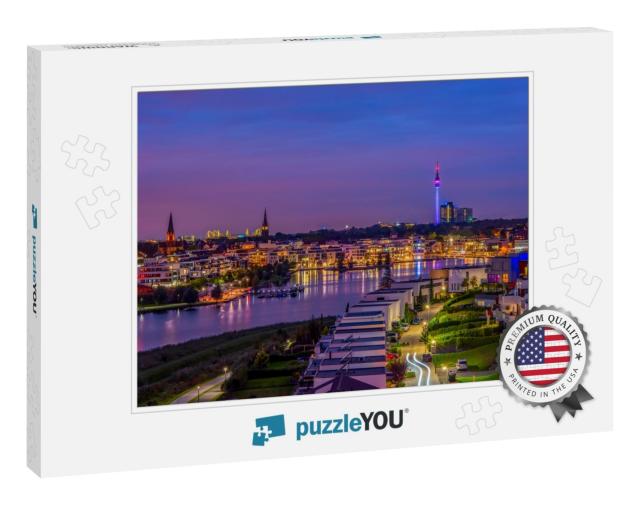 Amazing Panoramic View of Phoenix Lake in Dortmund, Germa... Jigsaw Puzzle