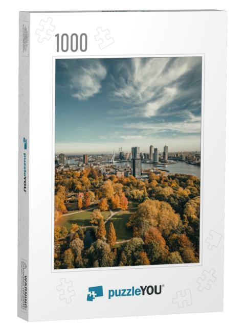 The Skyline of Rotterdam, the Netherlands with Autumn Col... Jigsaw Puzzle with 1000 pieces