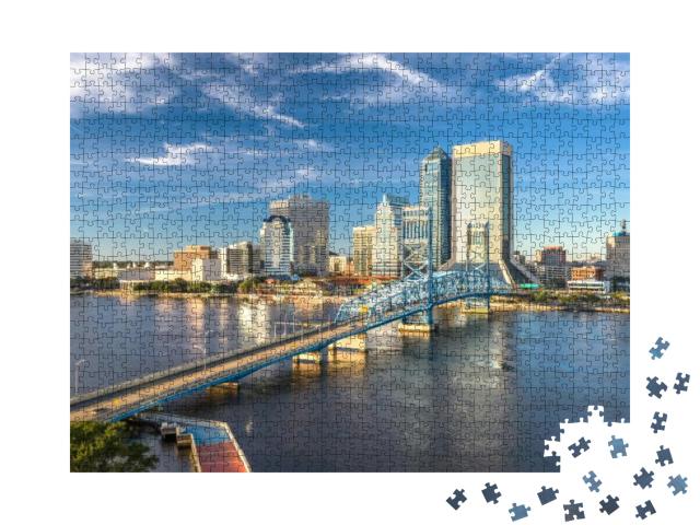 Jacksonville, Florida, USA Downtown City Skyline At Dusk... Jigsaw Puzzle with 1000 pieces