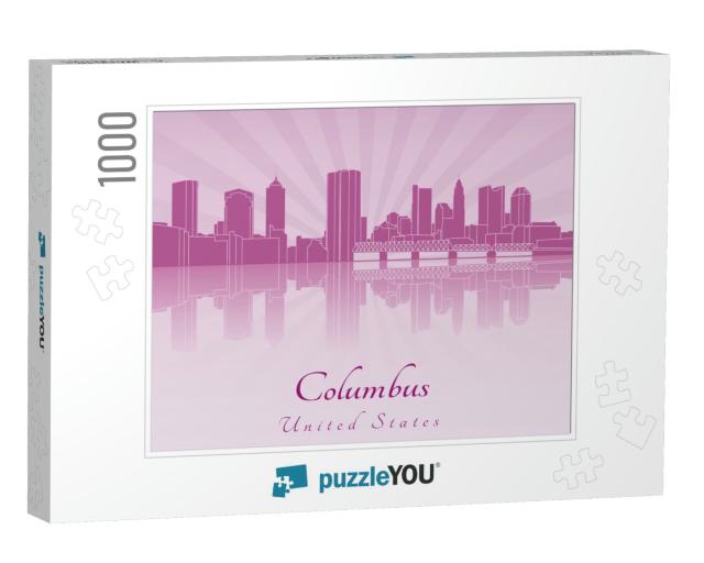Columbus Skyline in Purple Radiant Orchid... Jigsaw Puzzle with 1000 pieces