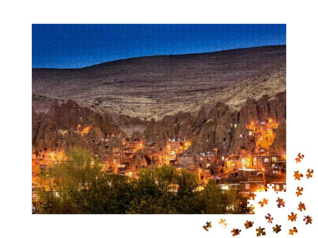 Cityscape Image of Kandovan Village During Twilight Blue... Jigsaw Puzzle with 1000 pieces