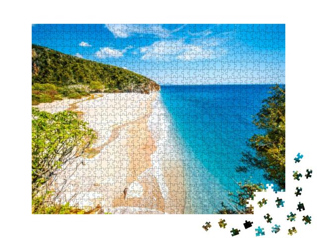 Gjipe Beach with Rocks & River in Albania... Jigsaw Puzzle with 1000 pieces