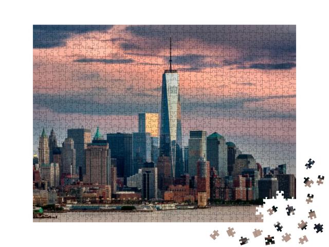 Lower Manhattan & One World Trade Center in New York City... Jigsaw Puzzle with 1000 pieces