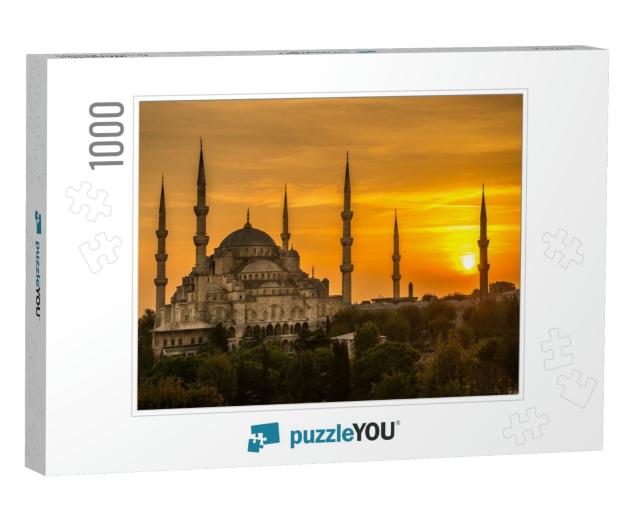 Sunset At Blue Mosque... Jigsaw Puzzle with 1000 pieces
