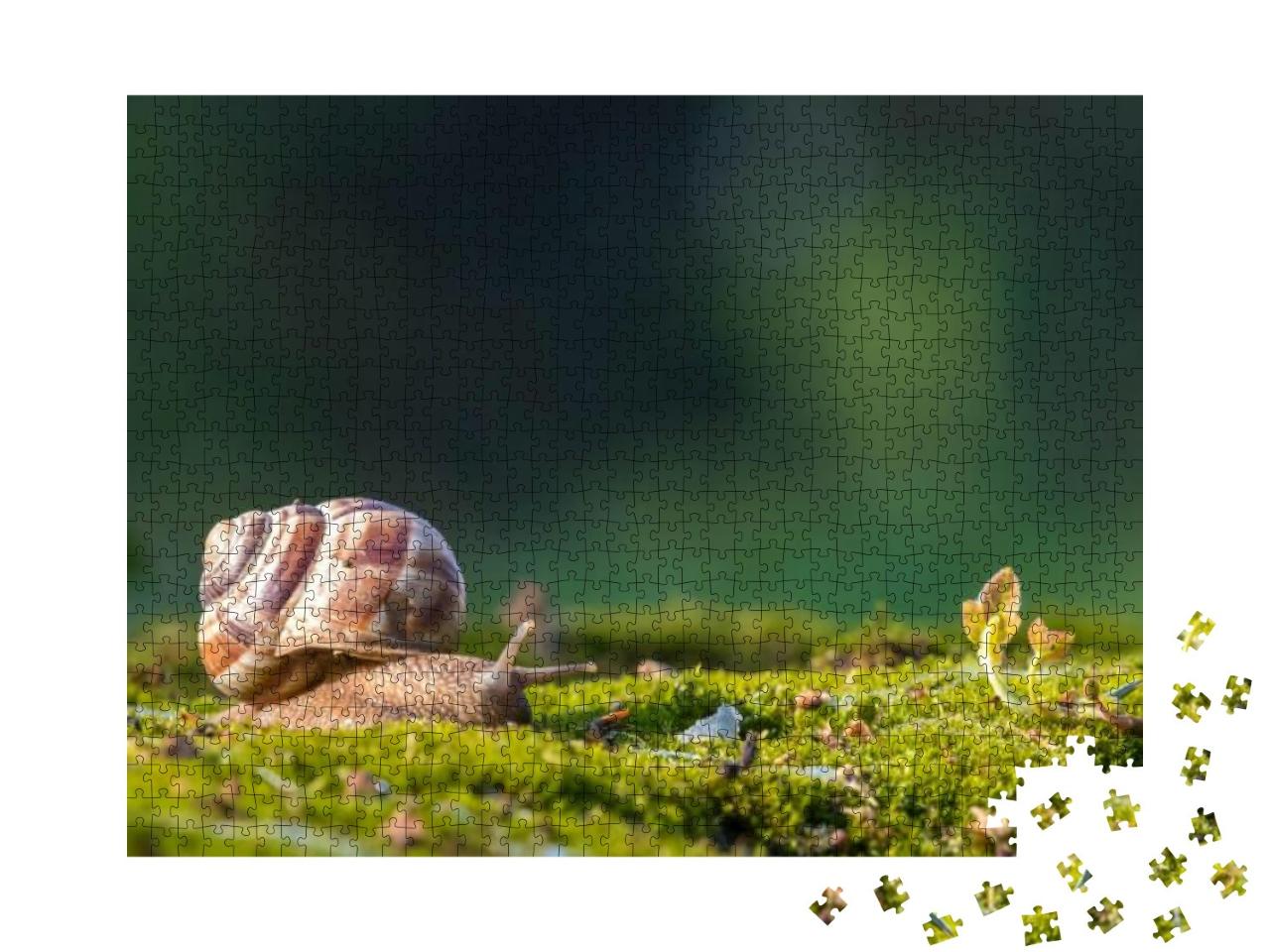 Snail Closeup. Burgundy Snail Helix, Roman Snail, Edible... Jigsaw Puzzle with 1000 pieces
