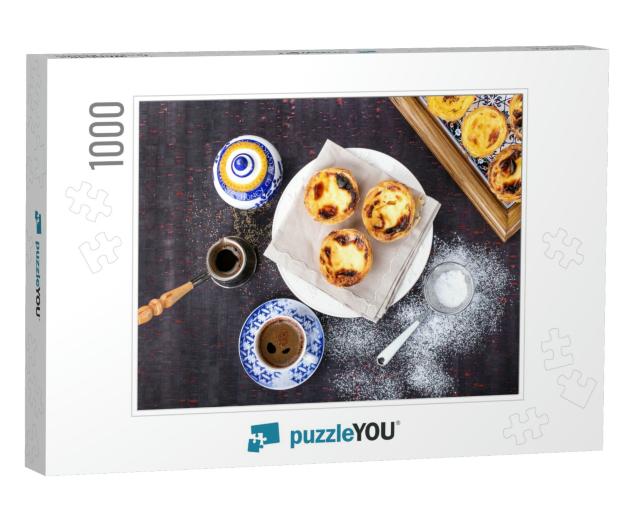 Traditional Portuguese Pastry Pastel De Nata Served with... Jigsaw Puzzle with 1000 pieces