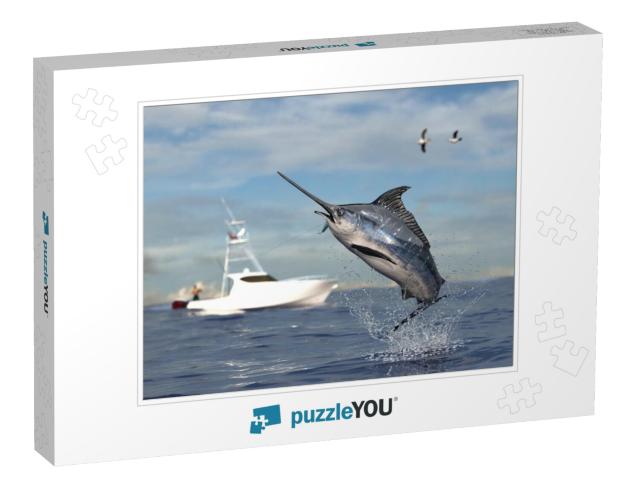 Big Game Fishing Time, Big Swordfish Marlin Jumped Hooked... Jigsaw Puzzle