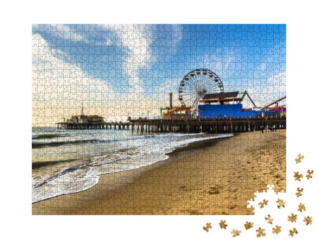 Early Morning Winter Santa Monica Pier Beach Sunny Day... Jigsaw Puzzle with 1000 pieces