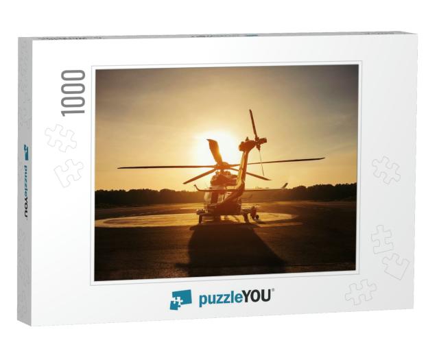 Helicopter Parking Landing on Offshore Platform, Helicopt... Jigsaw Puzzle with 1000 pieces