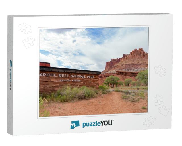 Sign of the Capitol Reef National Park Visitor Center At... Jigsaw Puzzle