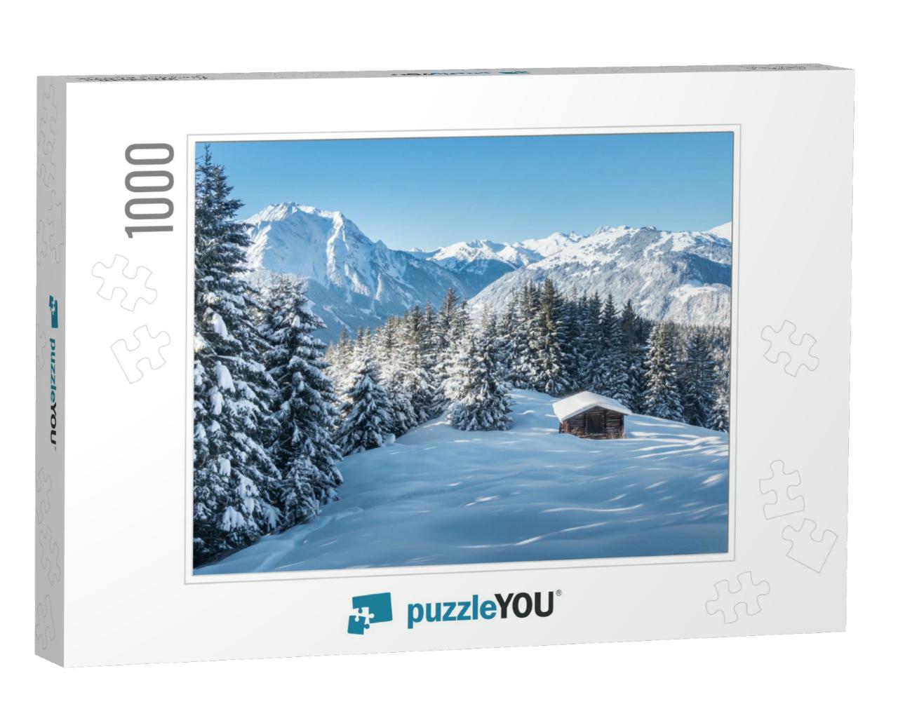 Panorama of a Winter Landscape with a Ski Hut in the Zill... Jigsaw Puzzle with 1000 pieces
