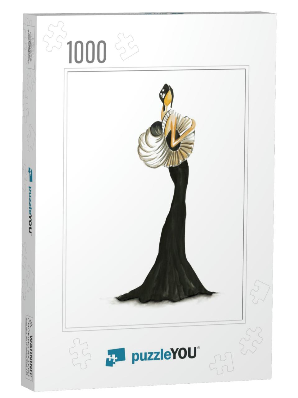 Young Woman Wearing Long Evening Dress, Bride. Wat... Jigsaw Puzzle with 1000 pieces