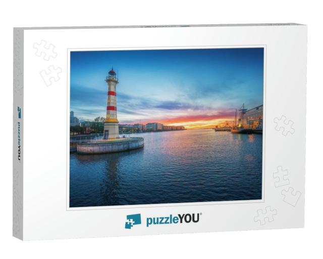 Malmo Old Lighthouse At Sunset - Malmo, Sweden... Jigsaw Puzzle