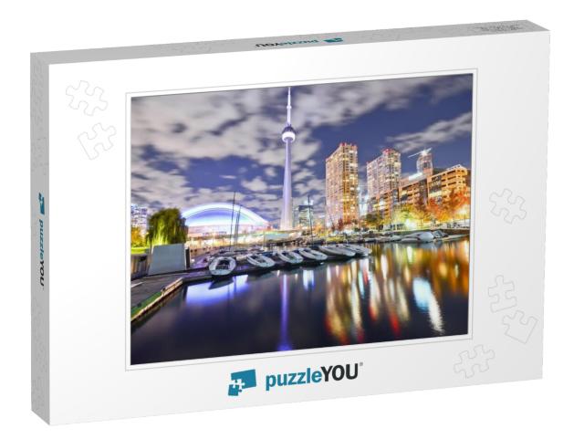 Toronto Skyline At Night in Ontario, Canada... Jigsaw Puzzle