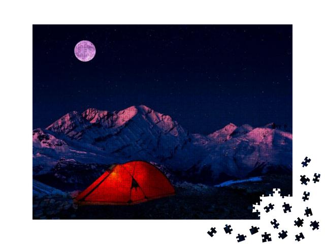 Night Bivouac in Mountains, Million Star Hotel Under Nigh... Jigsaw Puzzle with 1000 pieces