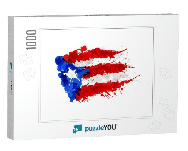Flag of Puerto Rico Made of Colorful Splashes... Jigsaw Puzzle with 1000 pieces