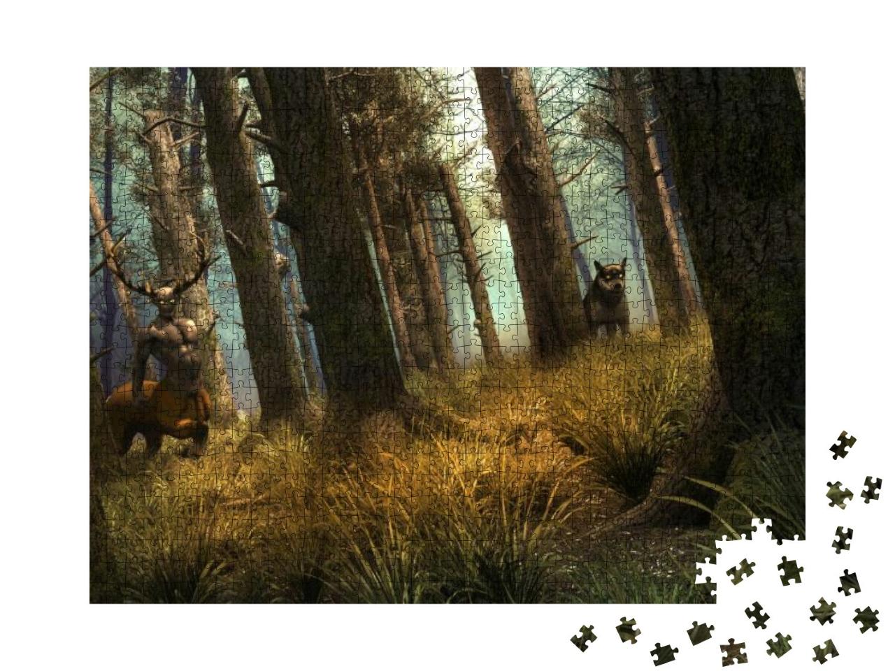 Wolf & Centaur in an Old Forest... Jigsaw Puzzle with 1000 pieces