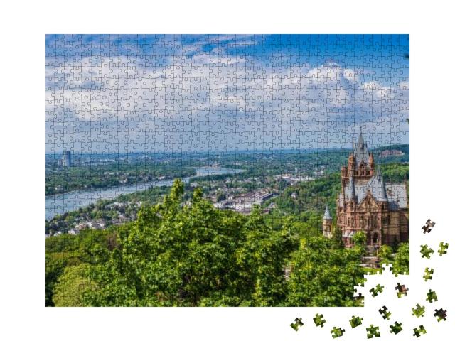 Beautiful Landscape with an Old Castle in the Siebengebir... Jigsaw Puzzle with 1000 pieces