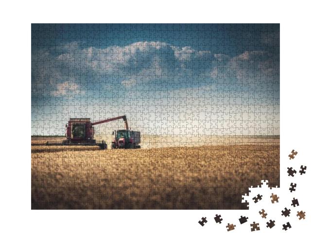 Combine Harvester Agriculture Machine Harvesting Golden R... Jigsaw Puzzle with 1000 pieces