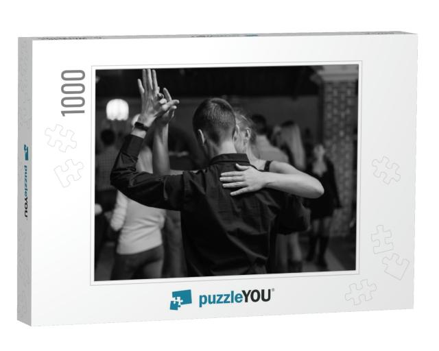 Black & White Couple Dance Bachata Salsa Dance with Beaut... Jigsaw Puzzle with 1000 pieces