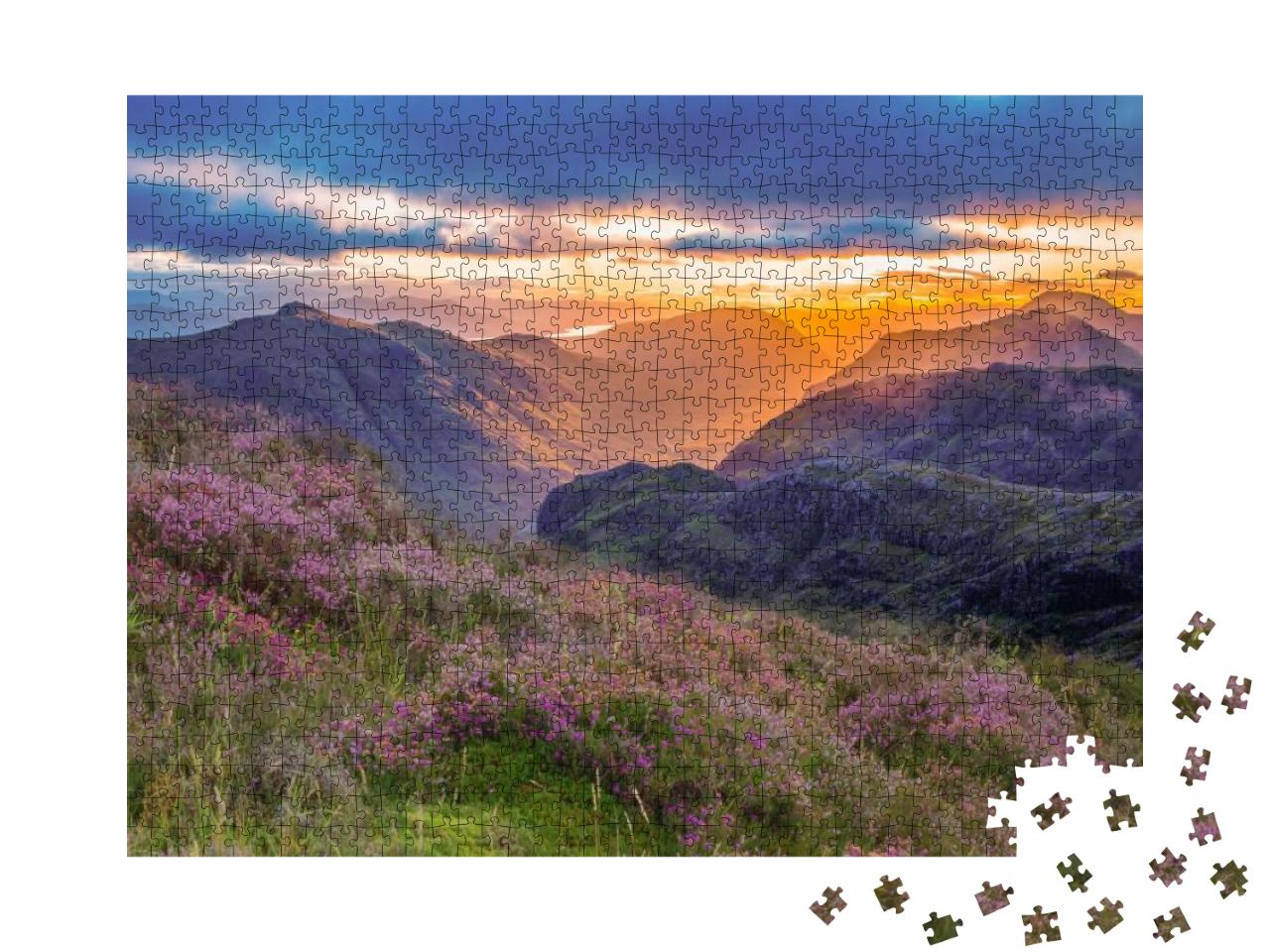 Valley View of Glencoe, Highlands, Scotland At Sunrise. H... Jigsaw Puzzle with 1000 pieces