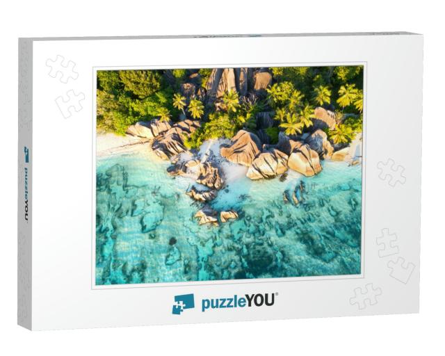Sunset At Beautiful Anse Source D`Argent Beach At Seychel... Jigsaw Puzzle