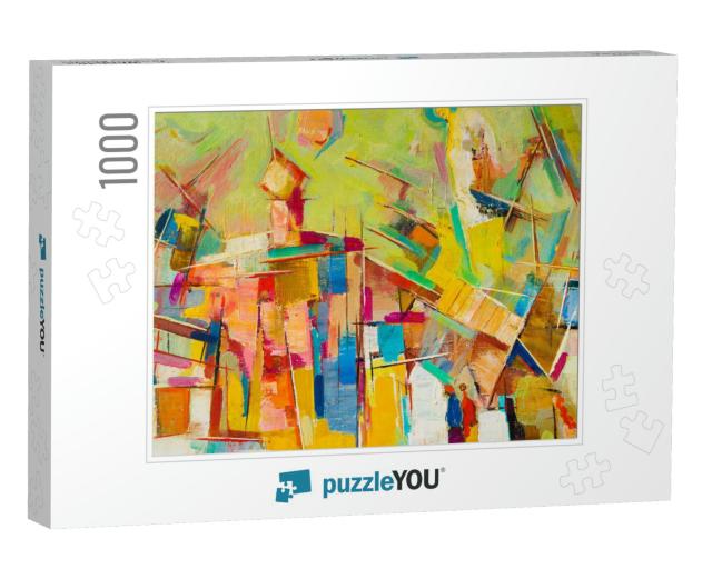 Abstract Colorful Oil Painting on Canvas... Jigsaw Puzzle with 1000 pieces