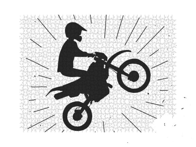 Endure Bike Hand Drawn Illustration. Motocross Retro Illu... Jigsaw Puzzle with 1000 pieces