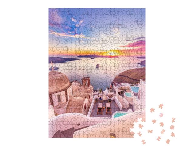 Amazing Evening View of Santorini Island. Picturesque Spr... Jigsaw Puzzle with 1000 pieces