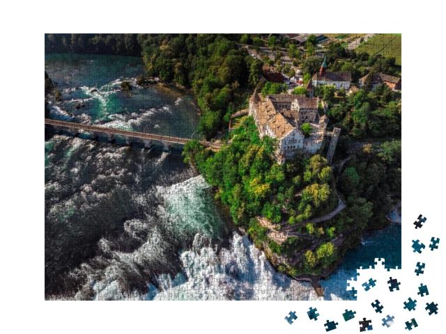 Rhine Falls Rheinfall Waterfalls with Schloss Laufen Cast... Jigsaw Puzzle with 1000 pieces