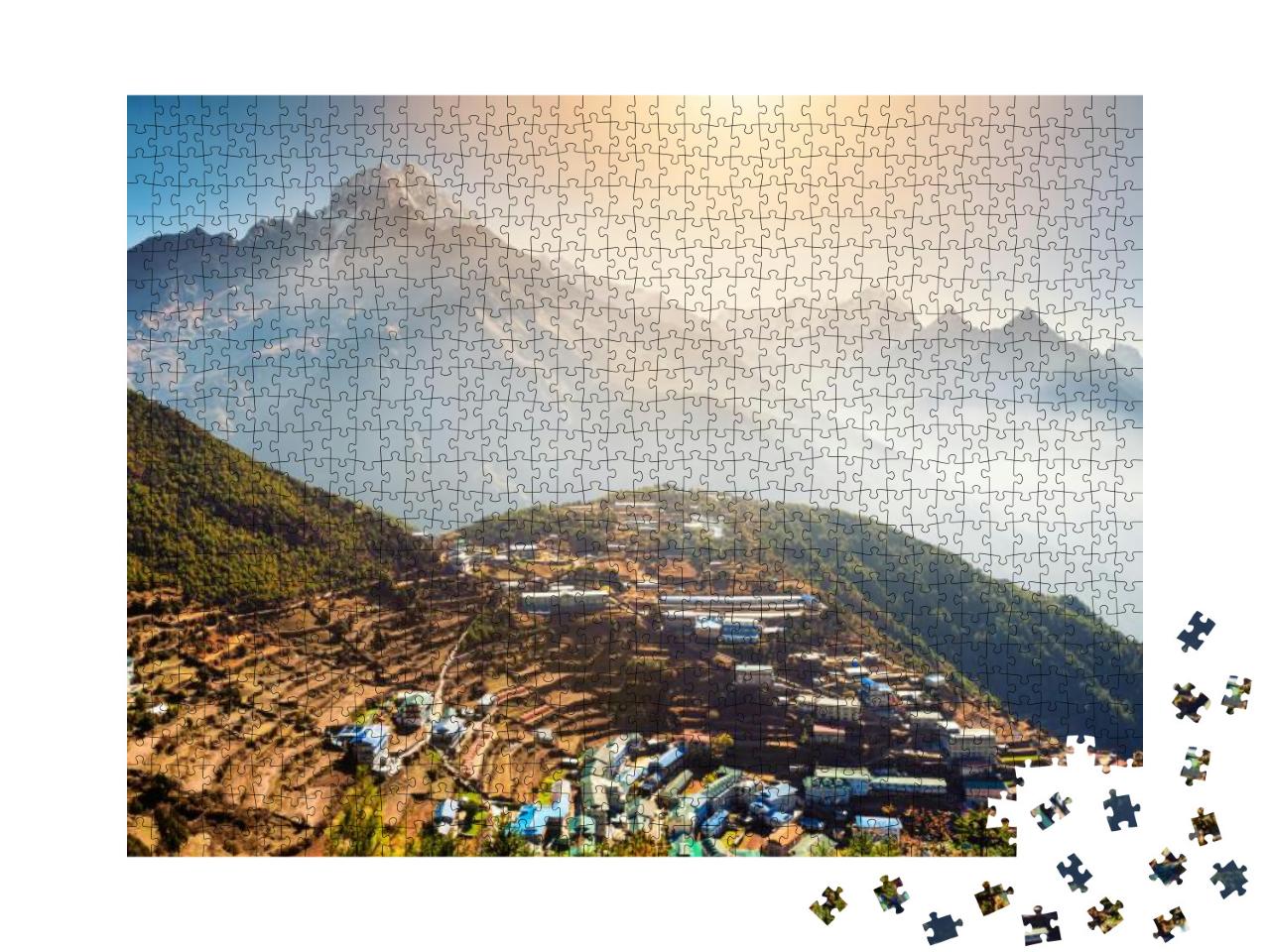 View of Namche Bazar Village on the Way to Everest Base C... Jigsaw Puzzle with 1000 pieces