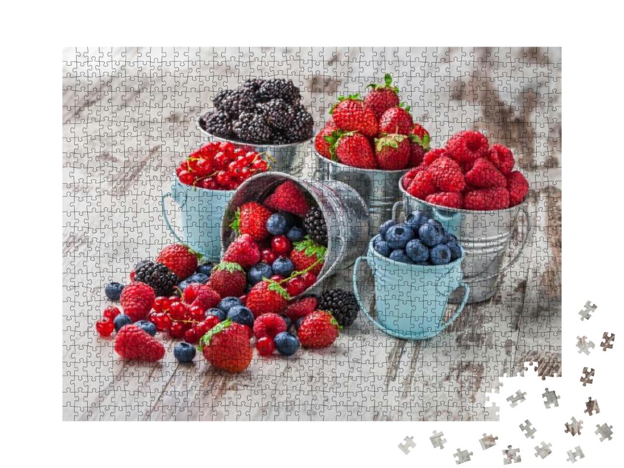 Berries Mix Blueberry, Raspberry, Red Currant, Strawberry... Jigsaw Puzzle with 1000 pieces