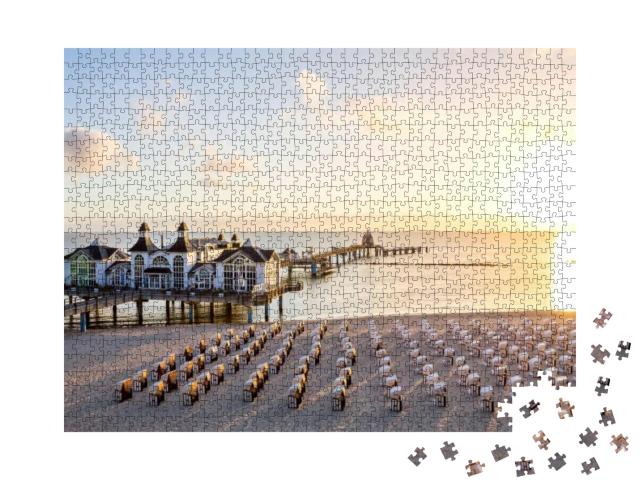 Sellin, Pier, Sunset, Germany... Jigsaw Puzzle with 1000 pieces