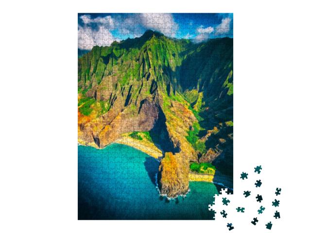 Hawaii Beach, Kauai. Na Pali Coast Aerial Helicopter View... Jigsaw Puzzle with 1000 pieces