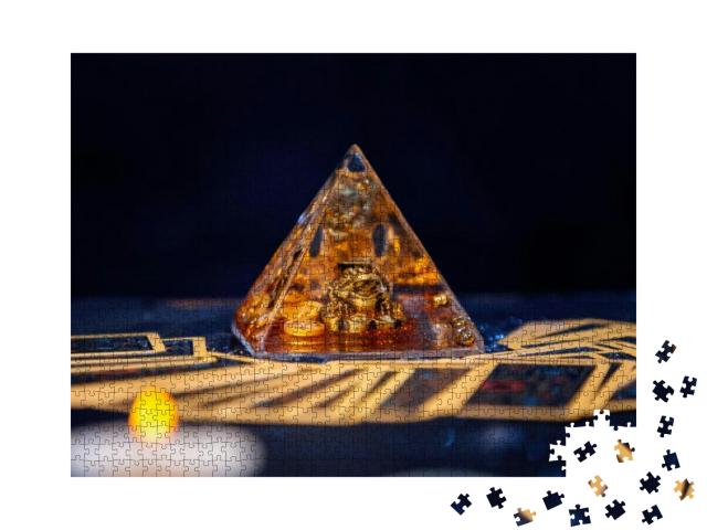 A Glass Pyramid with a Golden Frog. Tarot Cards Are Scatt... Jigsaw Puzzle with 1000 pieces
