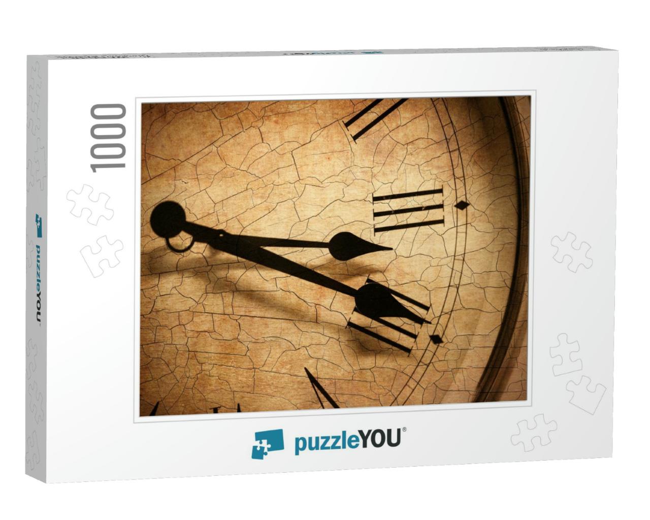 Old Times, Vintage Classic Clock Style Overlay with Crack... Jigsaw Puzzle with 1000 pieces