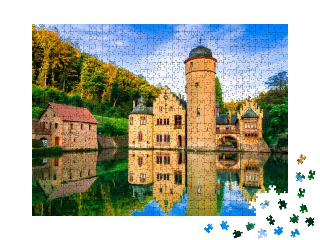 Beautiful Romantic Castle Mespelbrunn in Germany... Jigsaw Puzzle with 1000 pieces