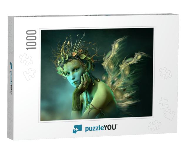 3D Computer Graphics of a Fairy with Wings & a Wreath of... Jigsaw Puzzle with 1000 pieces
