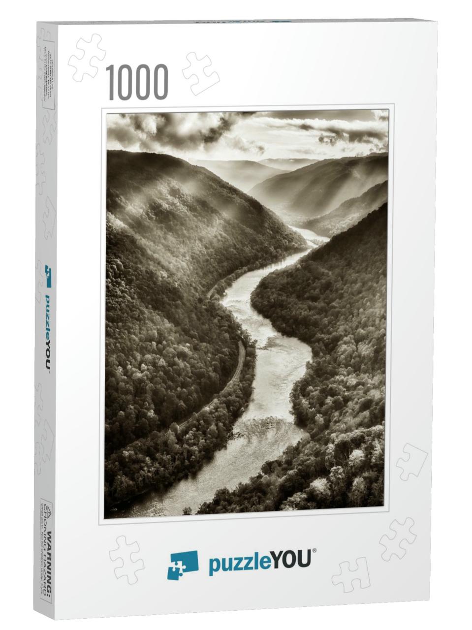 Grandview, Main Overlook, New River Gorge National Park &... Jigsaw Puzzle with 1000 pieces