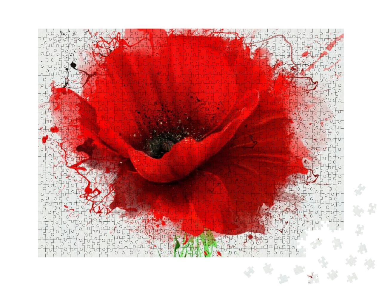 Beautiful Red Poppy, Closeup on a White Background, with... Jigsaw Puzzle with 1000 pieces
