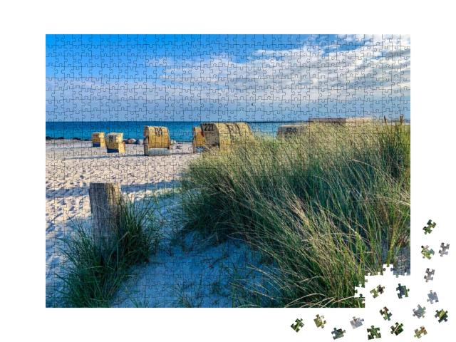 View of the Sandy Beach, Traditional North German Beach C... Jigsaw Puzzle with 1000 pieces