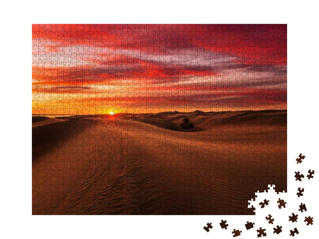 Beautiful Sunset Over the Sand Dunes in the Arabian Empty... Jigsaw Puzzle with 1000 pieces