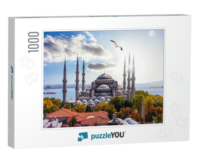 Gorgeous Sultan Ahmet Mosque in Istanbul & the Bosporus o... Jigsaw Puzzle with 1000 pieces