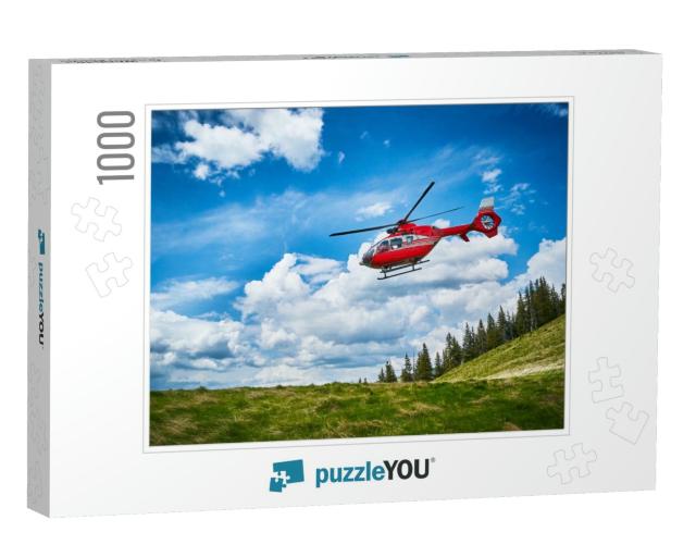 Helicopter Takeoff in the Mountains... Jigsaw Puzzle with 1000 pieces