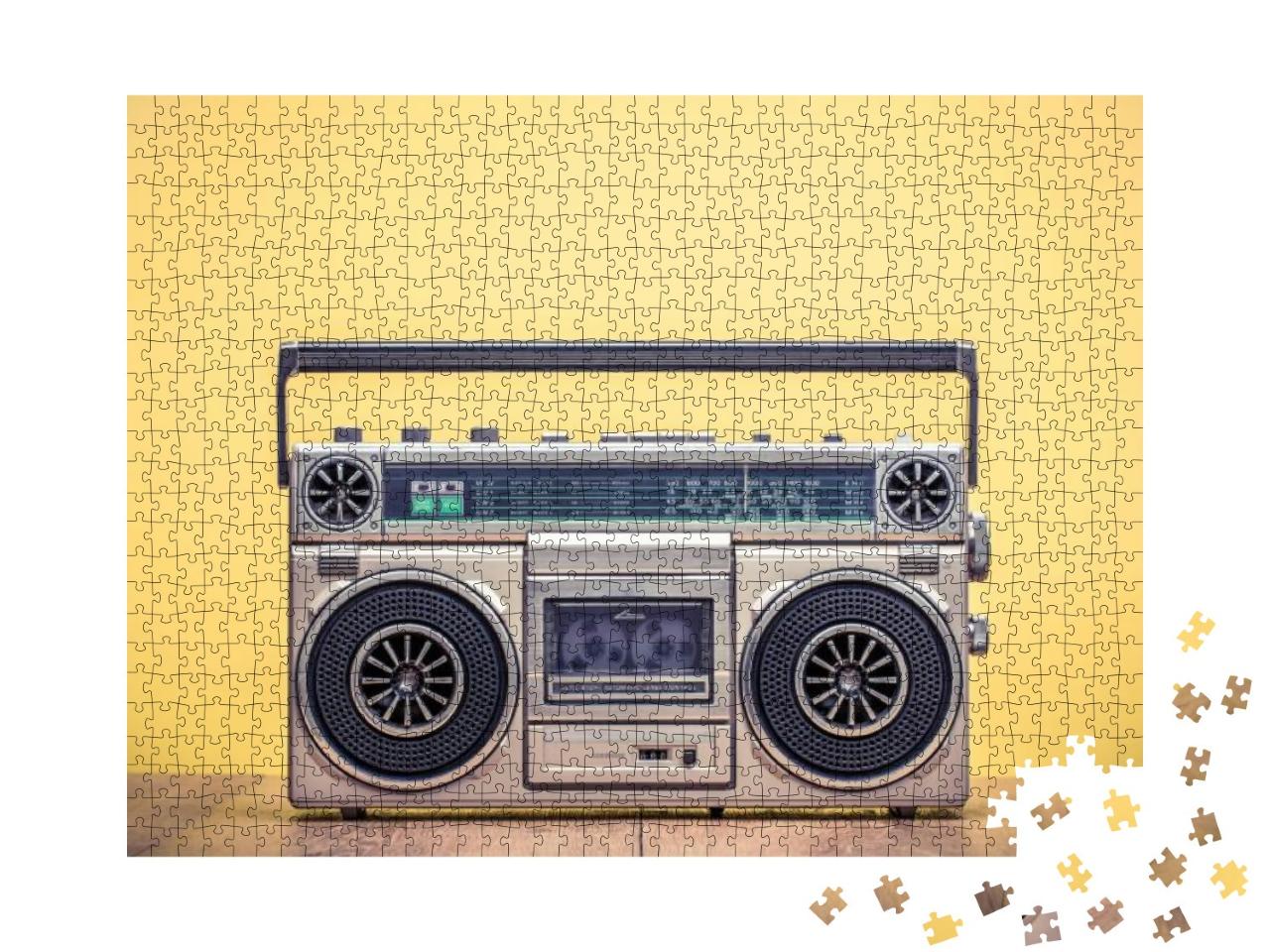 Retro Outdated Portable Stereo Boombox Radio Cassette Rec... Jigsaw Puzzle with 1000 pieces