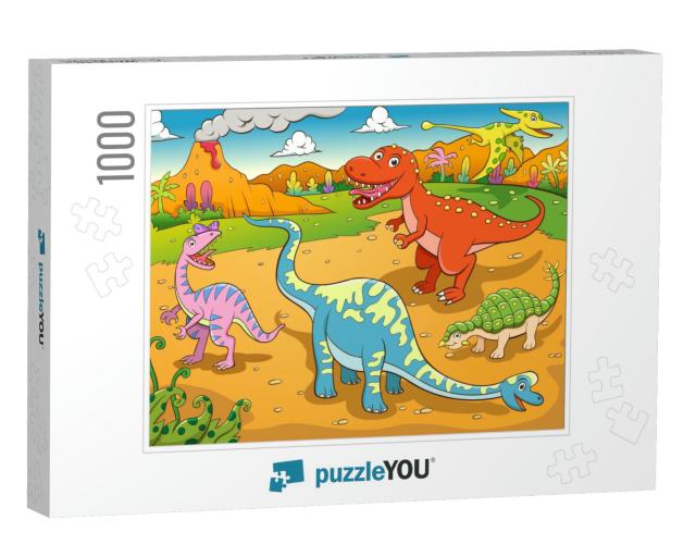Illustration of Cute Dinosaurs Cartoon Eps10 File Simple... Jigsaw Puzzle with 1000 pieces