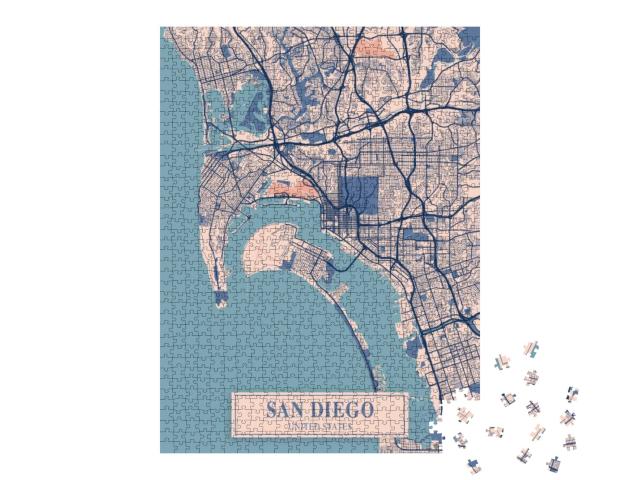 San Diego - United States Breezy City Map is One of the C... Jigsaw Puzzle with 1000 pieces