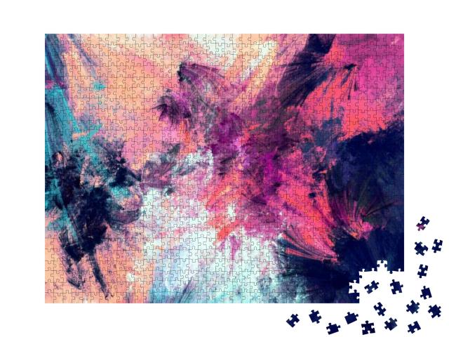 Bright Color Fireworks. Abstract Painting Color Texture... Jigsaw Puzzle with 1000 pieces