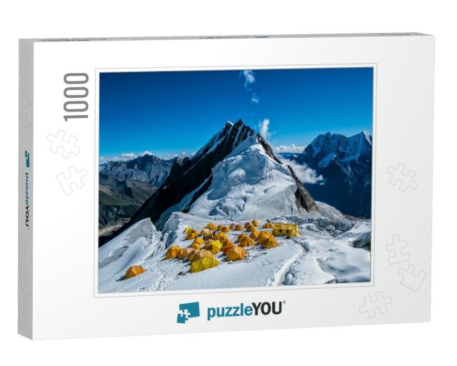 High Camp on Manaslu 8163 Peak in the Himalaya Mountains... Jigsaw Puzzle with 1000 pieces