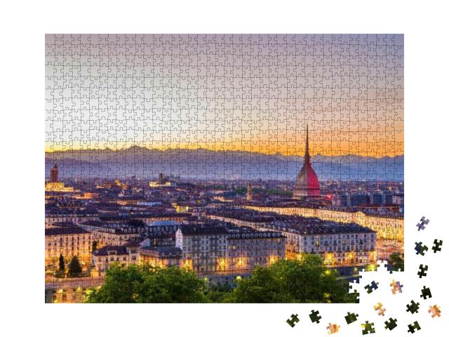 Italia Torino Skyline Turin, Italy, Cityscape At Sunset... Jigsaw Puzzle with 1000 pieces